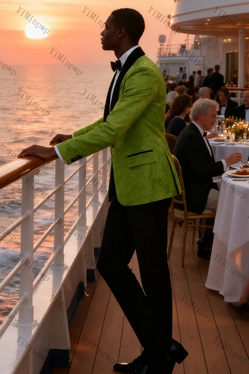 Yiminpwp verde jacquard mascul - Men Formal Wear Modern avaliação e preço